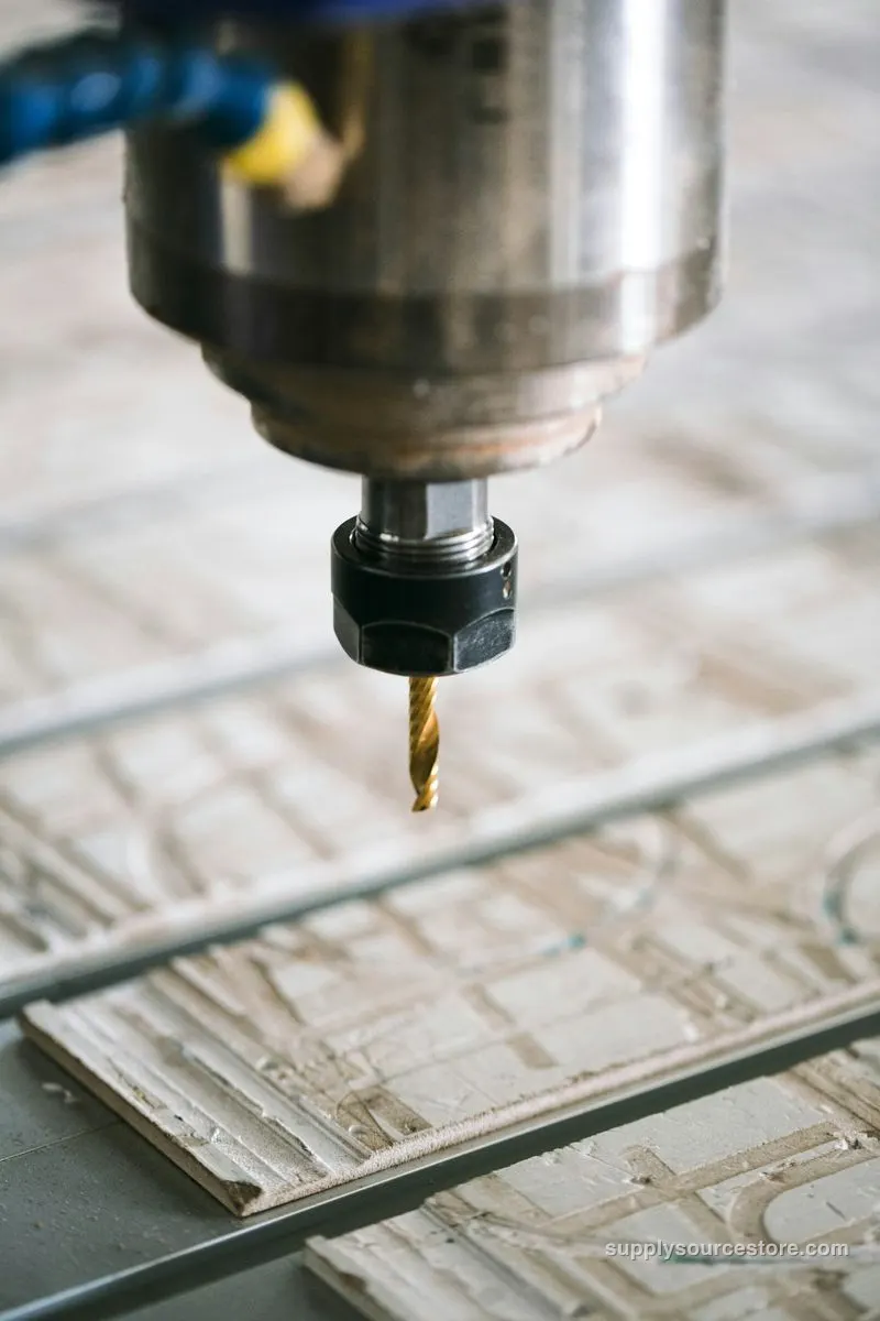 Drill bit machining a wooden part