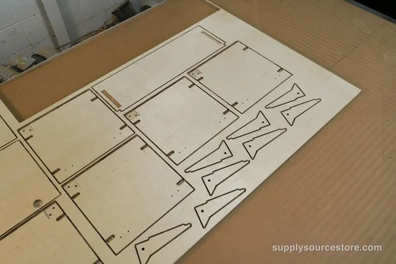 Laser-cut wooden flat-pack pieces