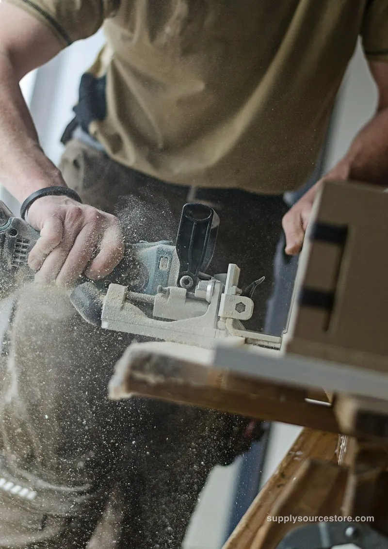 Joining wooden boards with a biscuit joiner