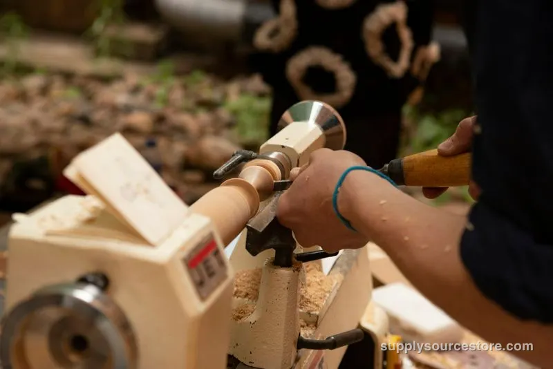 Wood turning on a lathe
